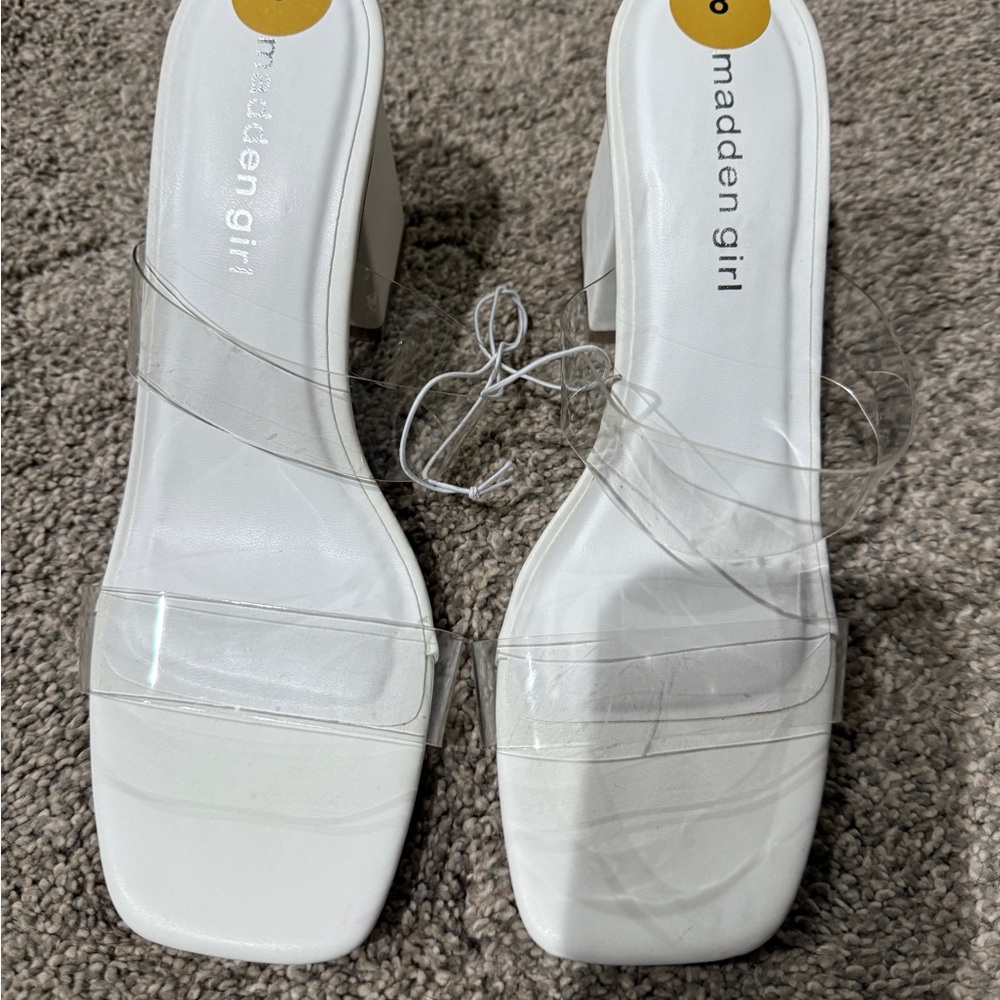 ILIA White Heels with Clear Straps